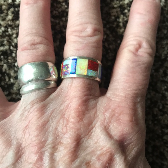 Goldie Lew Sterling Silver Colorful Opal Ring 7.5 - Picture 6 of 6